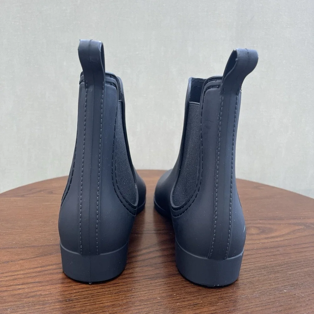 Jeffrey Campbell Chelsea Boots Women's 10 Black Rubber Ankle Rain Pull On Bootie